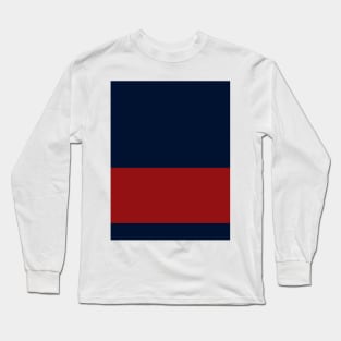 Bold Red Stripe Across Navy Long Sleeve T-Shirt